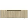 Mueble de TV de pared con luces LED roble Sonoma 135x31x39,5 cm de , Muebles TV - Ref: Foro24-852385, Precio: 81,63 €, Descue...