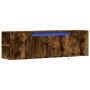 Mueble de TV de pared luces LED roble ahumado 135x31x39,5 cm de , Muebles TV - Ref: Foro24-852387, Precio: 78,13 €, Descuento: %