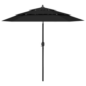 Sombrilla de 3 niveles con poste de aluminio negra 2,5 m de vidaXL, Sombrillas - Ref: Foro24-313866, Precio: 57,46 €, Descuen...