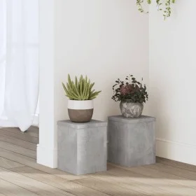 Soportes de plantas 2 uds madera gris hormigón 15x15x20 cm de , Soportes para macetas - Ref: Foro24-852891, Precio: 23,45 €, ...