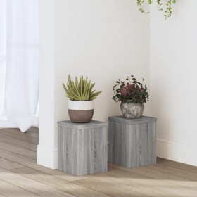 Soportes de plantas 2 uds madera gris Sonoma 15x15x20 cm de , Soportes para macetas - Ref: Foro24-852893, Precio: 25,16 €, De...