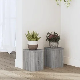 Soportes de plantas 2 uds madera gris Sonoma 15x15x20 cm de , Soportes para macetas - Ref: Foro24-852893, Precio: 24,76 €, De...