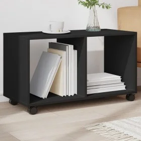 Rollschrank aus schwarzem Ingenieurholz mit Rädern, 72x33x42,5 cm. von , Seitentische - Ref: Foro24-853138, Preis: 41,56 €, R...