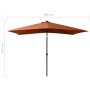 Sombrilla con LED y poste de acero terracota 2x3 m de vidaXL, Sombrillas - Ref: Foro24-313791, Precio: 67,03 €, Descuento: %