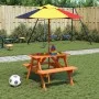 Picnic table for 4 children with umbrella hole made of fir wood. by , Garden tables - Ref: Foro24-4008984, Price: 75,17 €, Di...