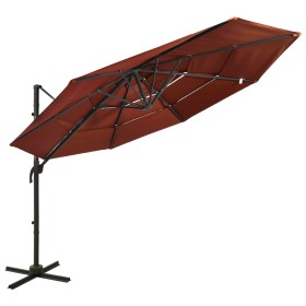 Sombrilla de 4 niveles con poste de aluminio terracota 3x3 m de vidaXL, Sombrillas - Ref: Foro24-313833, Precio: 195,95 €, De...