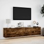 Mueble de TV de pared con LED roble ahumado 180x31x38 cm de , Muebles TV - Ref: Foro24-3307951, Precio: 130,97 €, Descuento: %