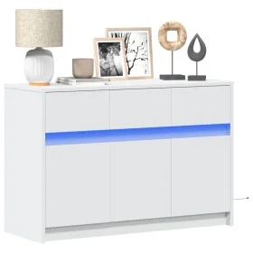 Mueble de TV con LED madera de ingeniería blanco 91x34x61 cm de , Muebles TV - Ref: Foro24-852180, Precio: 102,27 €, Descuent...