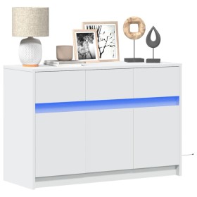 Mueble de TV con LED madera de ingeniería blanco 91x34x61 cm de , Muebles TV - Ref: Foro24-852180, Precio: 103,72 €, Descuent...
