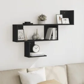 Estante de pared madera de ingeniería negro 100x15x70 cm de , Estantes y estanterías - Ref: Foro24-853192, Precio: 40,62 €, D...