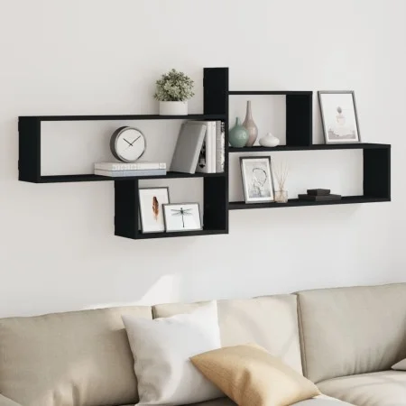 Estantería de pared madera de ingeniería negra 167,5x18x68 cm de , Estantes y estanterías - Ref: Foro24-853318, Precio: 49,86...