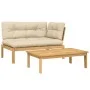 Garden pallet sofa set with 2 acacia wood cushions. by , Outdoor sofas - Ref: Foro24-3324825, Price: 263,11 €, Discount: %