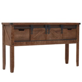 Mesa consola de madera de abeto maciza marrón 131x35,5x75 cm en Mesas auxiliares | Comprar online en Foru.es