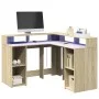 Escritorio con LED madera ingeniería roble Sonoma 130x130x91 cm de , Escritorios - Ref: Foro24-3309449, Precio: 201,72 €, Des...