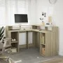 Escritorio con LED madera ingeniería roble Sonoma 130x130x91 cm de , Escritorios - Ref: Foro24-3309449, Precio: 201,72 €, Des...