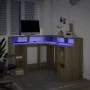 Escritorio con LED madera ingeniería roble Sonoma 130x130x91 cm de , Escritorios - Ref: Foro24-3309449, Precio: 201,72 €, Des...