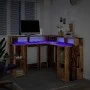 Escritorio con LED madera ingeniería envejecida 130x130x91 cm de , Escritorios - Ref: Foro24-3309454, Precio: 205,20 €, Descu...