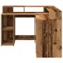 Escritorio con LED madera ingeniería envejecida 130x130x91 cm de , Escritorios - Ref: Foro24-3309454, Precio: 205,20 €, Descu...