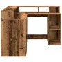 Escritorio con LED madera ingeniería envejecida 130x130x91 cm de , Escritorios - Ref: Foro24-3309454, Precio: 205,20 €, Descu...
