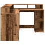 Escritorio con LED madera ingeniería envejecida 130x130x91 cm de , Escritorios - Ref: Foro24-3309454, Precio: 208,48 €, Descu...