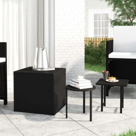 Mesas auxiliares de jardín 3 piezas ratán sintético negro de , Mesas de jardín - Ref: Foro24-3324831, Precio: 62,98 €, Descue...