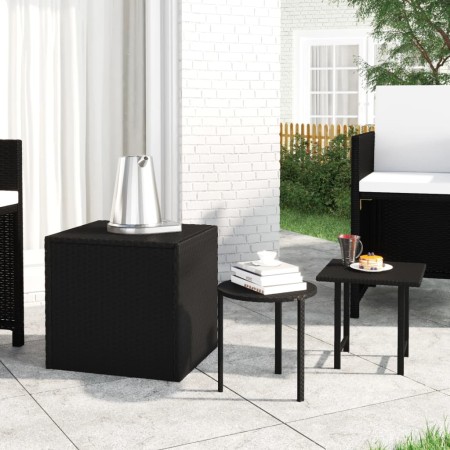 Mesas auxiliares de jardín 3 piezas ratán sintético negro de , Mesas de jardín - Ref: Foro24-3324831, Precio: 63,75 €, Descue...