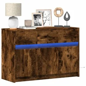 Mueble de TV LED madera ingeniería roble ahumado 91x34x61 cm de , Muebles TV - Ref: Foro24-852184, Precio: 111,50 €, Descuent...