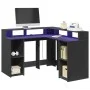 Escritorio con luz LED madera ingeniería negro 130x130x91 cm de , Escritorios - Ref: Foro24-3309448, Precio: 255,79 €, Descue...
