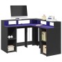 Escritorio con luz LED madera ingeniería negro 130x130x91 cm de , Escritorios - Ref: Foro24-3309448, Precio: 260,39 €, Descue...