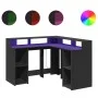 Escritorio con luz LED madera ingeniería negro 130x130x91 cm de , Escritorios - Ref: Foro24-3309448, Precio: 255,79 €, Descue...