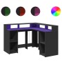 Escritorio con luz LED madera ingeniería negro 130x130x91 cm de , Escritorios - Ref: Foro24-3309448, Precio: 260,39 €, Descue...