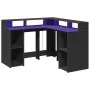Escritorio con luz LED madera ingeniería negro 130x130x91 cm de , Escritorios - Ref: Foro24-3309448, Precio: 255,79 €, Descue...