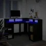 Escritorio con luz LED madera ingeniería negro 130x130x91 cm de , Escritorios - Ref: Foro24-3309448, Precio: 255,79 €, Descue...