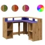 Escritorio con luz LED madera ingeniería artisian 130x130x91 cm de , Escritorios - Ref: Foro24-3309455, Precio: 200,65 €, Des...