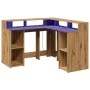 Escritorio con luz LED madera ingeniería artisian 130x130x91 cm de , Escritorios - Ref: Foro24-3309455, Precio: 200,65 €, Des...
