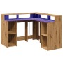Escritorio con luz LED madera ingeniería artisian 130x130x91 cm de , Escritorios - Ref: Foro24-3309455, Precio: 203,81 €, Des...