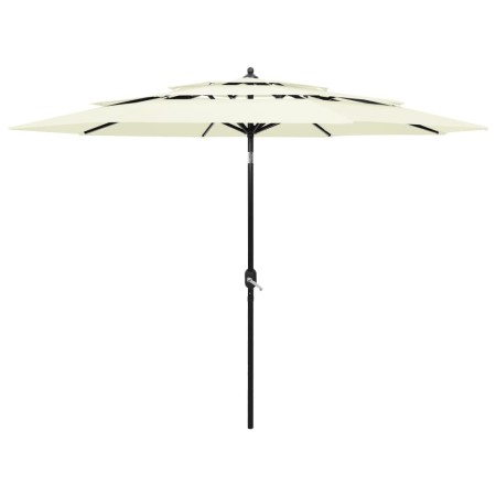 Sombrilla de 3 niveles con poste de aluminio arena 3 m de vidaXL, Sombrillas - Ref: Foro24-313868, Precio: 71,39 €, Descuento: %