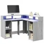 Escritorio con LED madera ingeniería gris sonoma 130x130x91cm de , Escritorios - Ref: Foro24-3309452, Precio: 211,45 €, Descu...