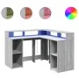 Escritorio con LED madera ingeniería gris sonoma 130x130x91cm de , Escritorios - Ref: Foro24-3309452, Precio: 211,45 €, Descu...