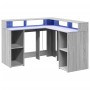 Escritorio con LED madera ingeniería gris sonoma 130x130x91cm de , Escritorios - Ref: Foro24-3309452, Precio: 214,86 €, Descu...