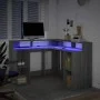 Escritorio con LED madera ingeniería gris sonoma 130x130x91cm de , Escritorios - Ref: Foro24-3309452, Precio: 211,45 €, Descu...