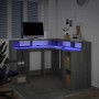 Escritorio con LED madera ingeniería gris sonoma 130x130x91cm de , Escritorios - Ref: Foro24-3309452, Precio: 214,86 €, Descu...