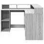 Escritorio con LED madera ingeniería gris sonoma 130x130x91cm de , Escritorios - Ref: Foro24-3309452, Precio: 211,45 €, Descu...