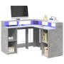 Escritorio con LED madera ingeniería gris hormigón 130x130x91cm de , Escritorios - Ref: Foro24-3309450, Precio: 214,33 €, Des...