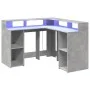 Escritorio con LED madera ingeniería gris hormigón 130x130x91cm de , Escritorios - Ref: Foro24-3309450, Precio: 210,82 €, Des...