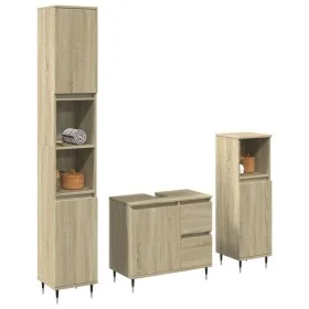 Set de muebles de baño 3 pzas madera contrachapada roble Sonoma de , Muebles de baño - Ref: Foro24-3307676, Precio: 191,43 €,...
