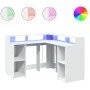 Escritorio con luz LED madera ingeniería blanco 130x130x91 cm de , Escritorios - Ref: Foro24-3309447, Precio: 207,32 €, Descu...
