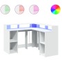 Escritorio con luz LED madera ingeniería blanco 130x130x91 cm de , Escritorios - Ref: Foro24-3309447, Precio: 211,63 €, Descu...