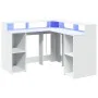 Escritorio con luz LED madera ingeniería blanco 130x130x91 cm de , Escritorios - Ref: Foro24-3309447, Precio: 207,32 €, Descu...
