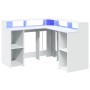 Escritorio con luz LED madera ingeniería blanco 130x130x91 cm de , Escritorios - Ref: Foro24-3309447, Precio: 211,63 €, Descu...